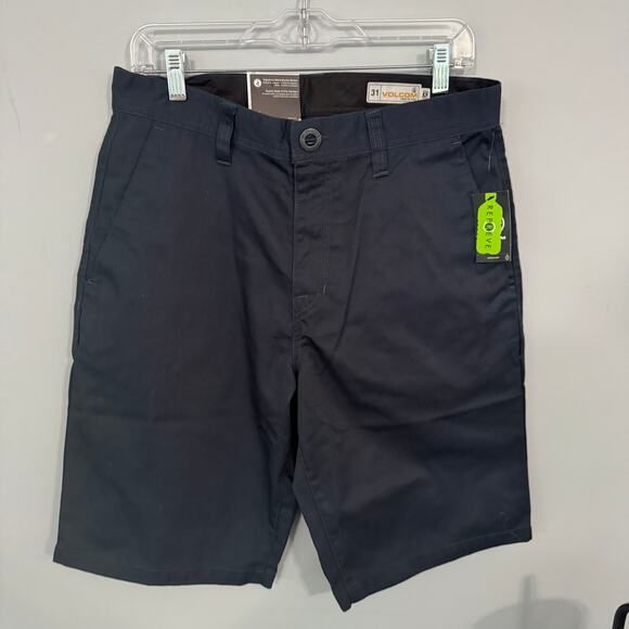 NWT Volcom Frickin Chino Shorts Dark Navy Blue Men's Size 31 Regular Fit NEW - Picture 1 of 7